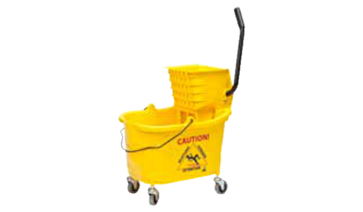 Yellow mop bucket